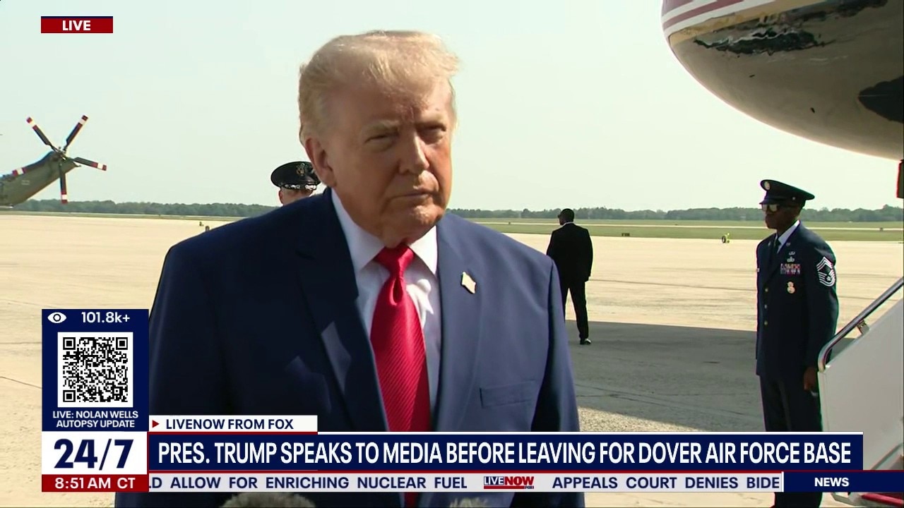 President Trump speaks to reporters ahead of dignified transfer