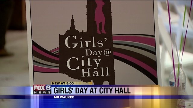 Milele Coggs, the only woman on the Common Council, hosts "Girls` Day" at City Hall