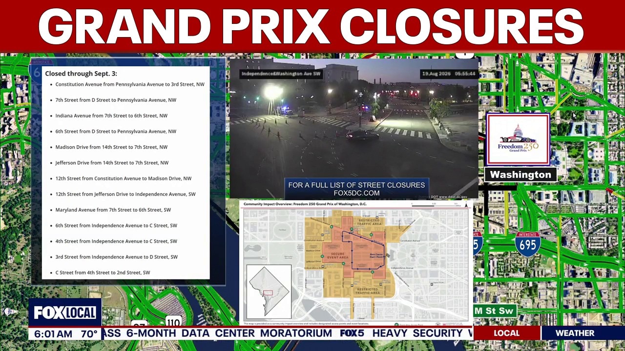  Freedom 250 Grand Prix of DC: Full list of parking restrictions and street closures