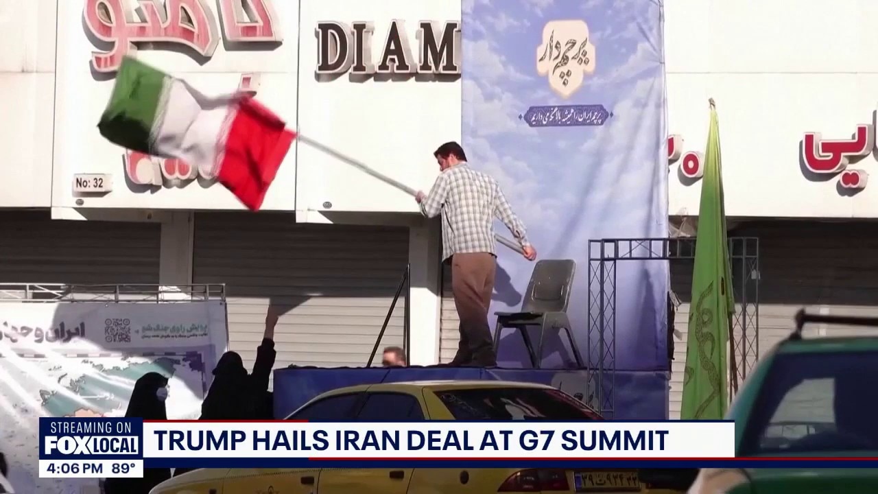 President Trump hails Iran deal at G7 Summit.