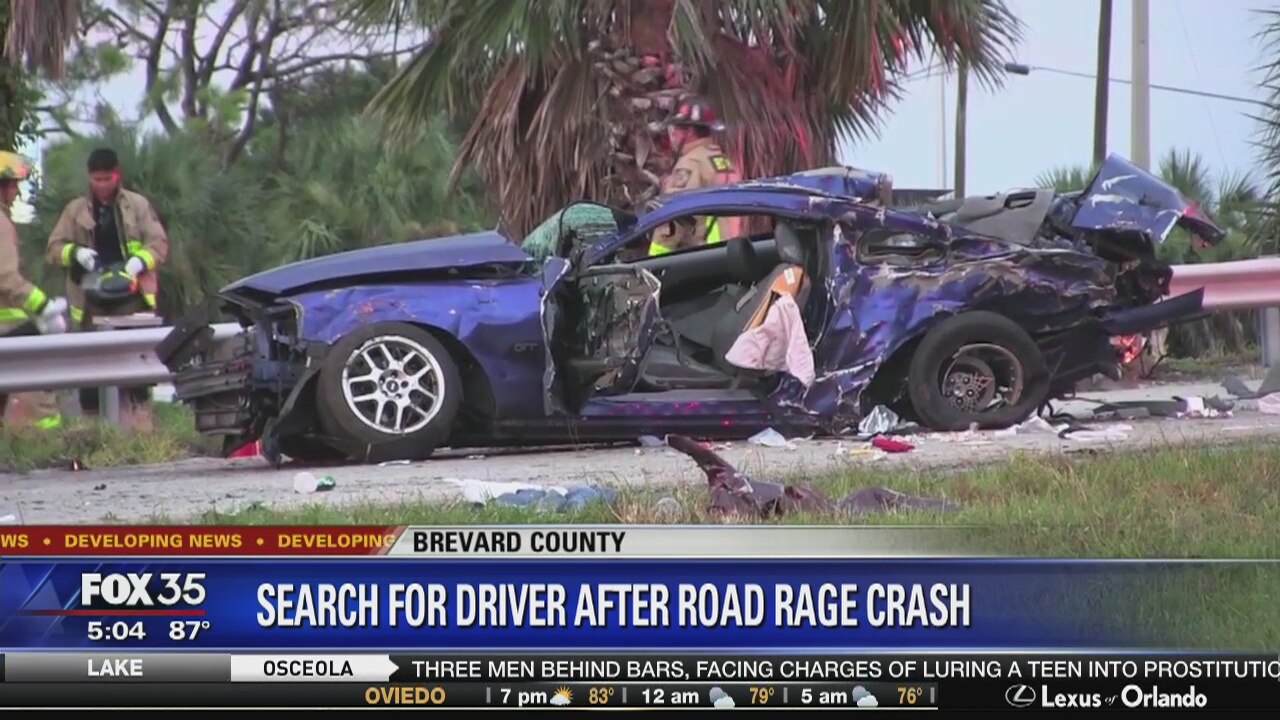 Search for driver after road rage crash