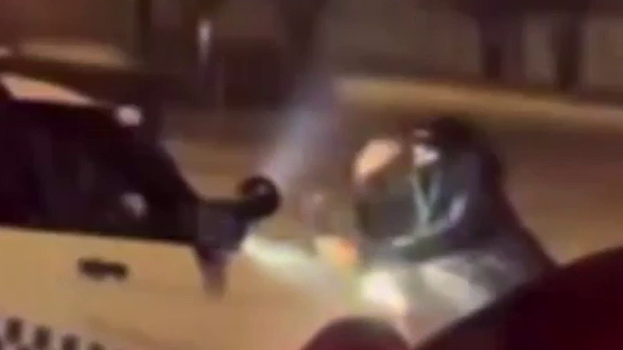 Street takeovers show Chicago police car rammed, teens smacking hood