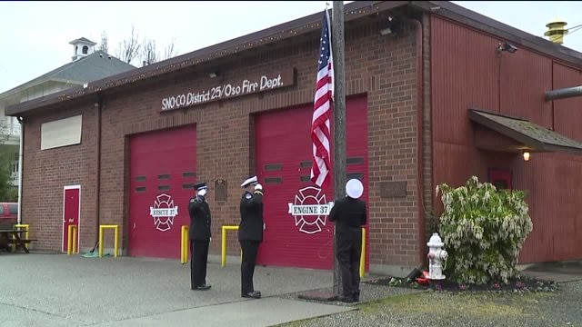 RAW: Flag lowered to half staff two years after deadly Oso mudslide