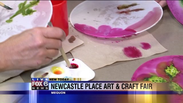 Carl checks out some unique art at the Newcastle Place Art & Craft Show