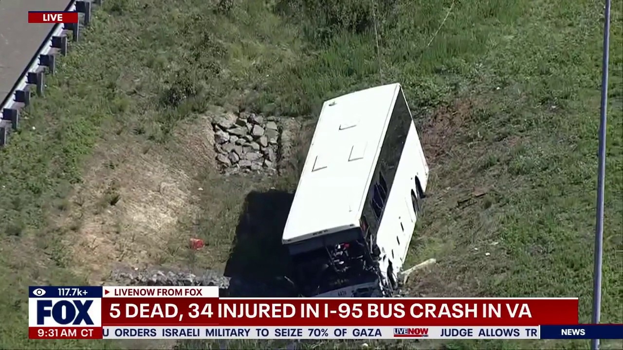 5, dead 34 injured in bus crash in Virginia