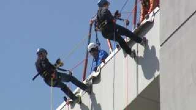 Rappelling for charity in downtown Milwaukee