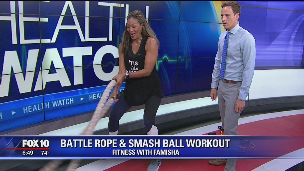 Battle rope and smash ball workout
