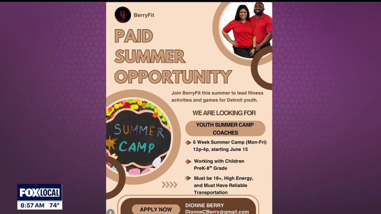 BerryFit hanging up the help wanted sign for youth summer camp coaches