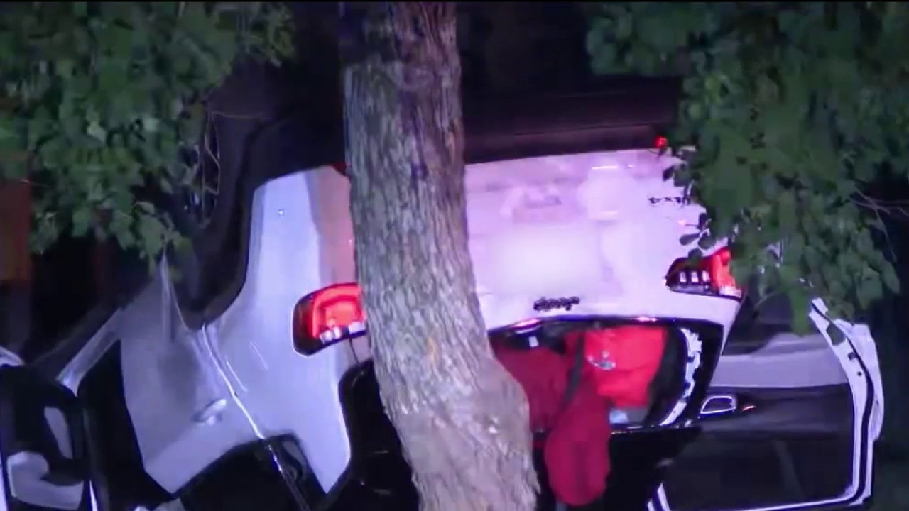 Jeep crashes during police chase Friday morning