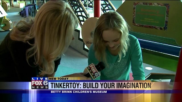 Kelly Skindzelewski explains the Tinkertoy Exhibit