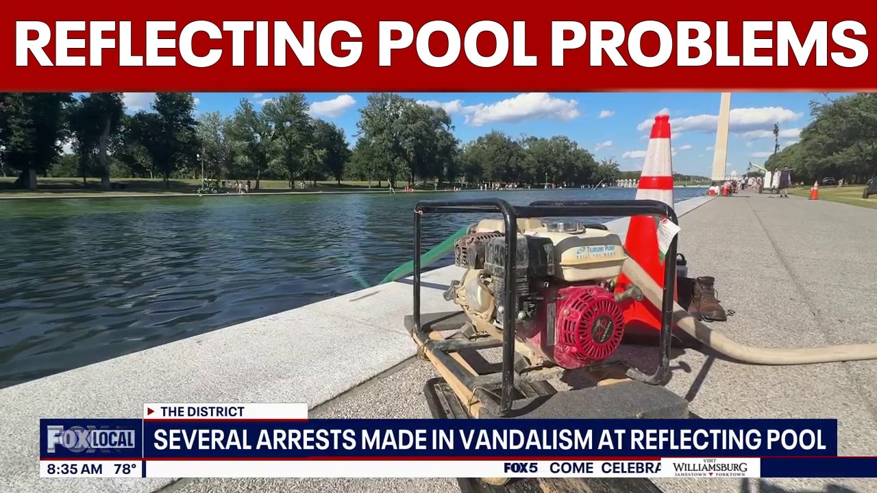 Trump blames Reflecting Pool issues on vandalism, says arrests made
