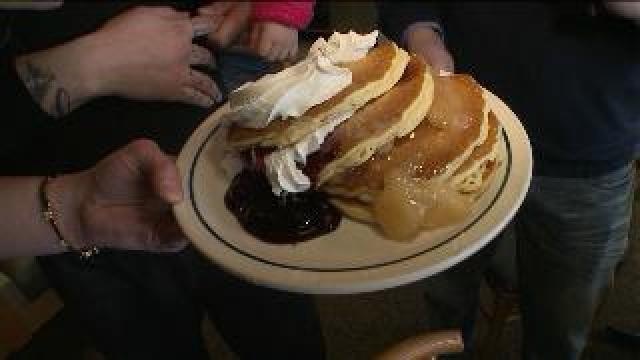 Tony participates in a pancake contest