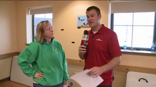 Chip learns about all the activities taking place during HAWS Pet Walk