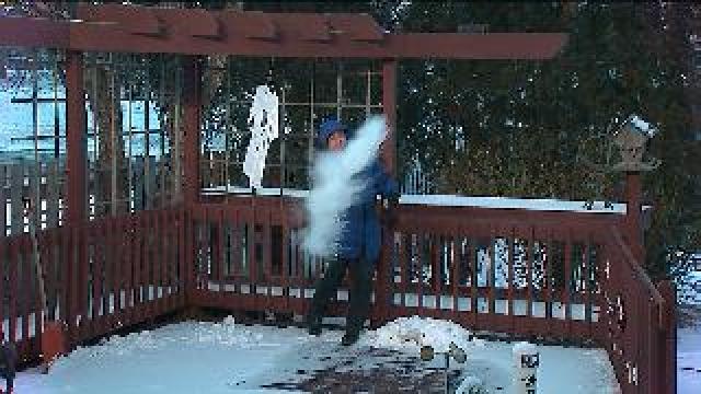 Rob Haswell makes snow on the weather deck