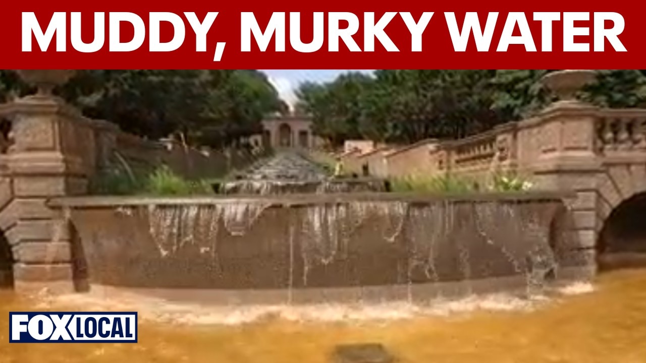Sediment from old plumbing turns historic Meridian Hill Park fountain a murky brown