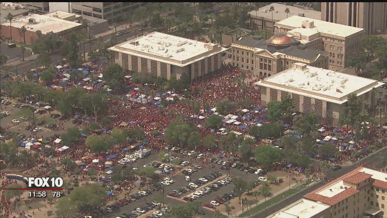 Striking Arizona teachers gather at Capitol for 3rd day
