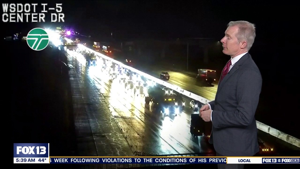 Backups after crash involving semi near DuPont, WA