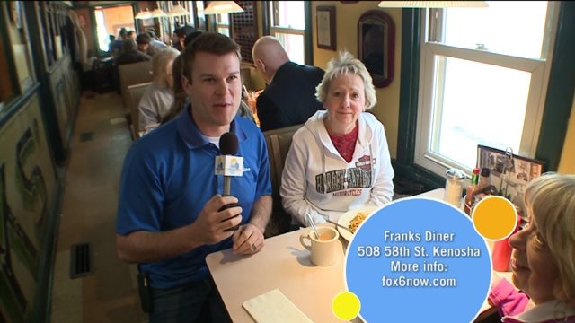 Chips talks with customers about Franks Diner