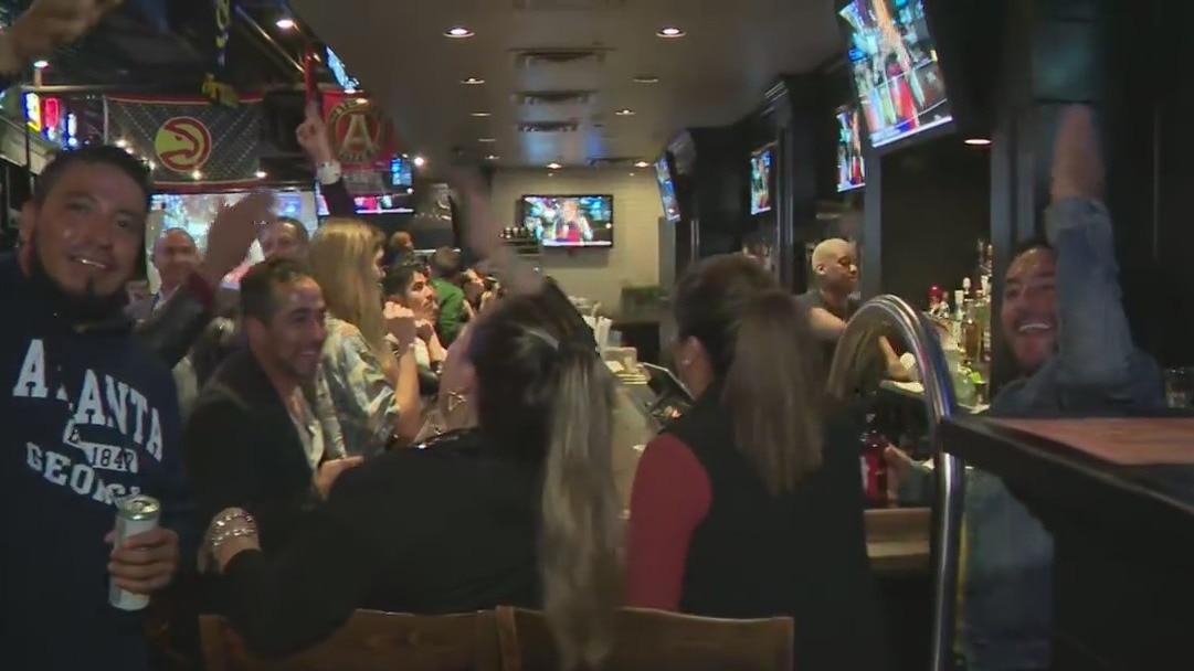 Fans in Downtown celebrate win