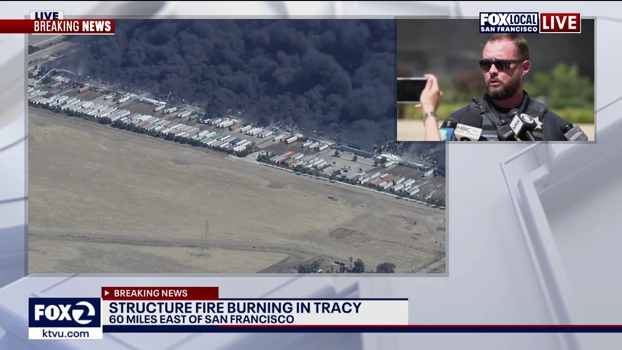 Tracy warehouse fire: Explosions heard in background