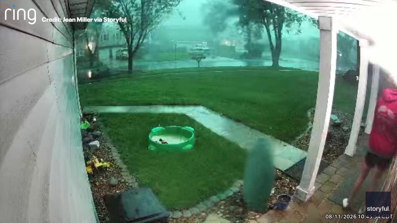 Watch: Intense, funnel-like gusts tear through Frankfort front yard