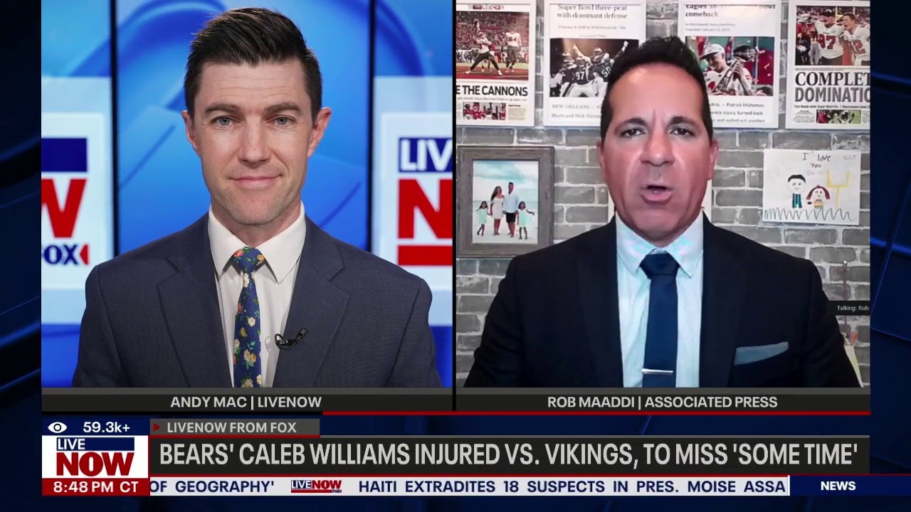 Bears' Caleb Williams 'week to week' after hamstring injury