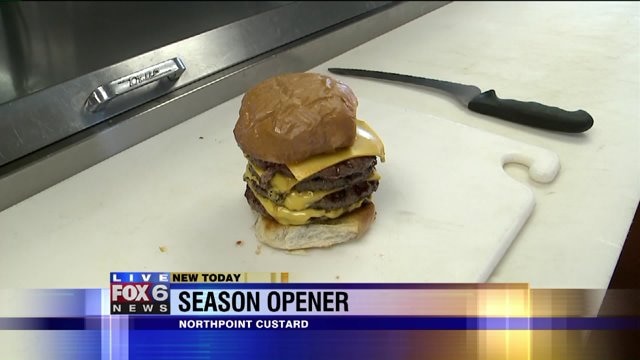 Northpoint Custard Supervisor Mike Kohler whips up a Quad Burger