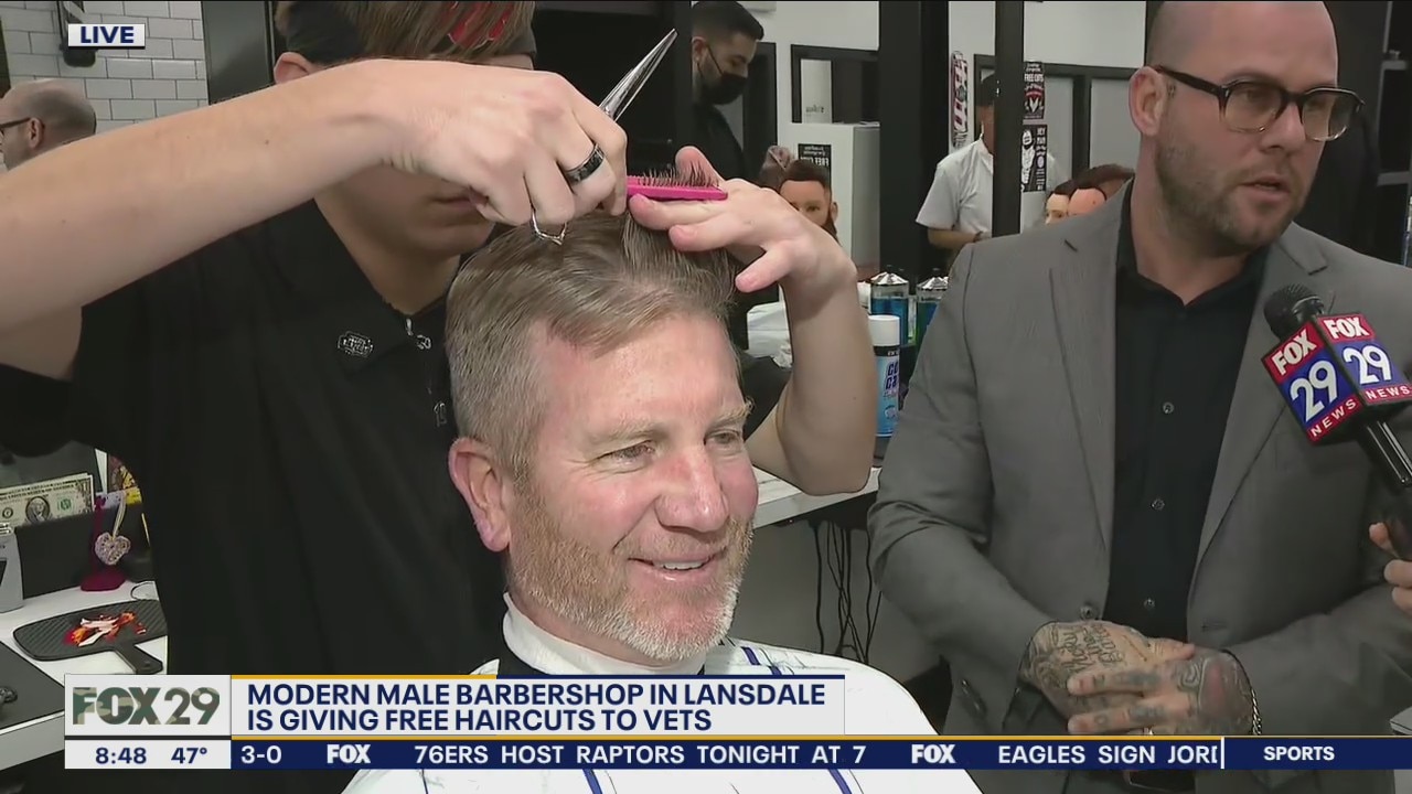 Modern Male barbershop gives free haircuts to veterans