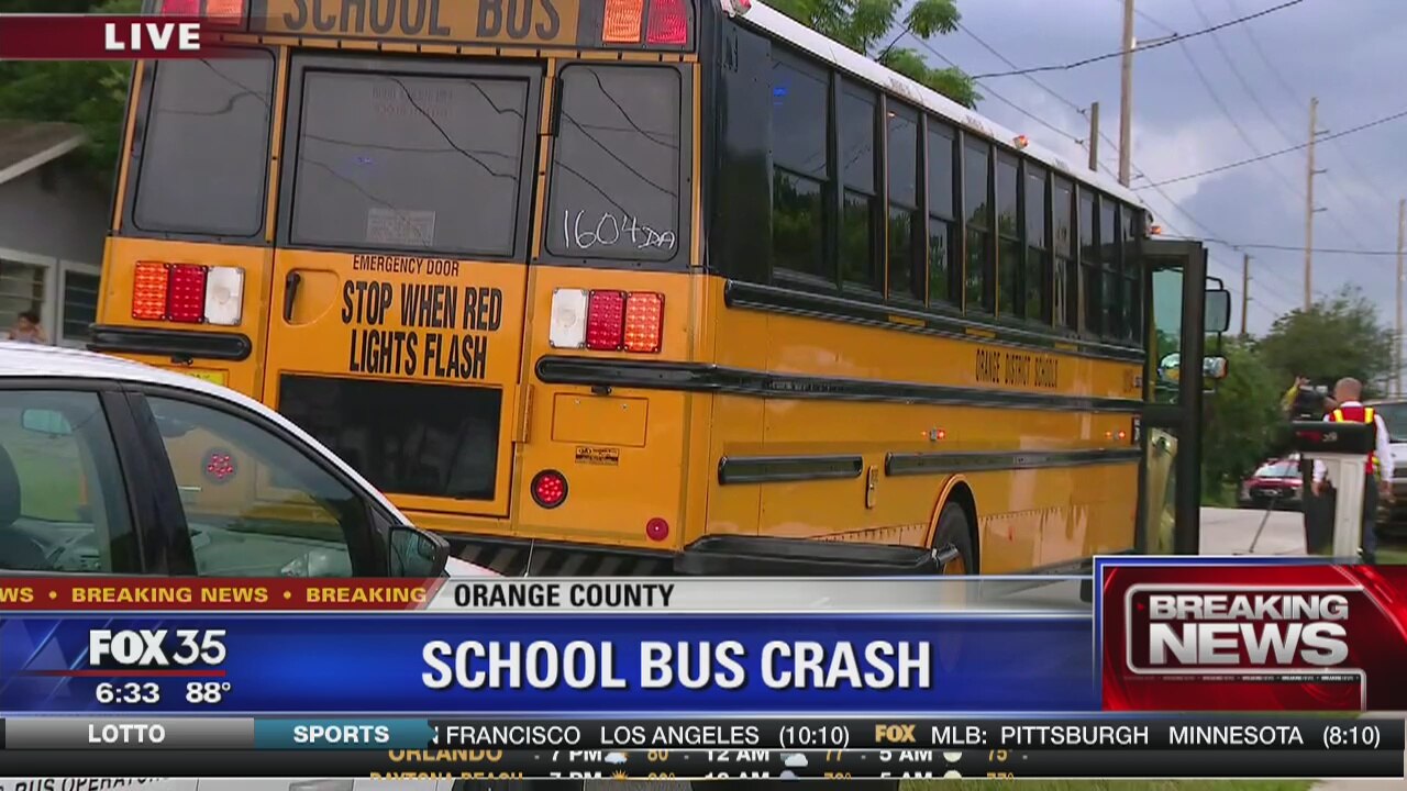 Children injured after school bus collides with truck | FOX 35 Orlando