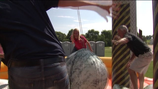 Laura plays in the wrecking ball on the lakefront