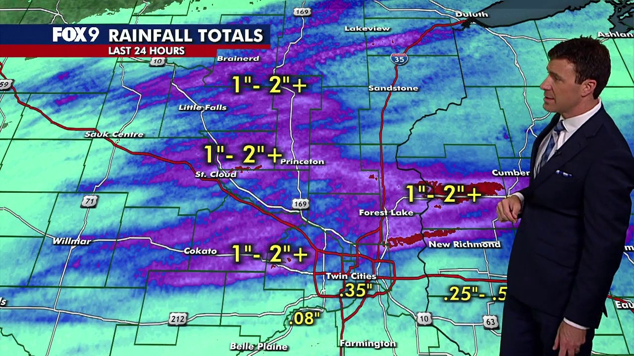 MN weather: Rainfall totals, Tuesday shower update