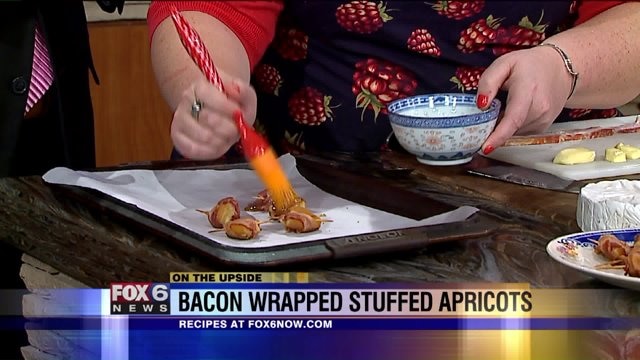YUM! Bacon-wrapped stuffed apricots by Katrina Kozar
