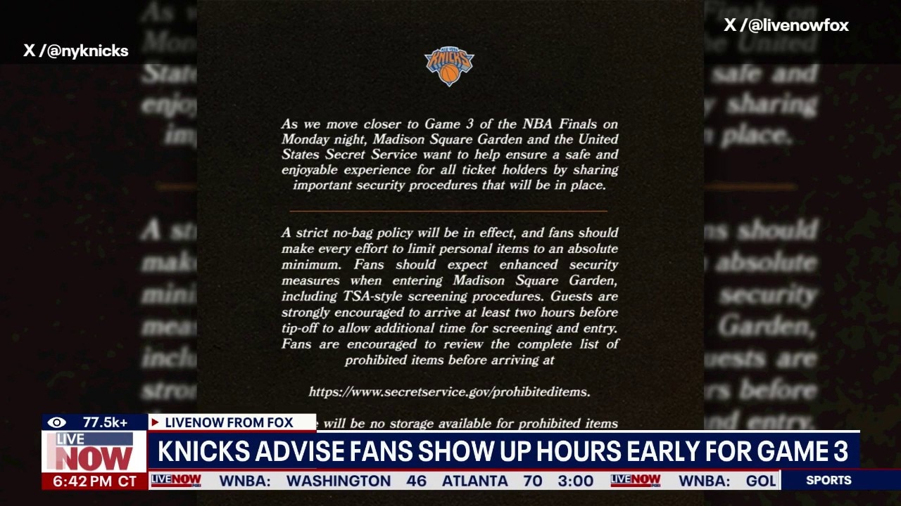 Knicks tell fans to arrive hours early for game 3
