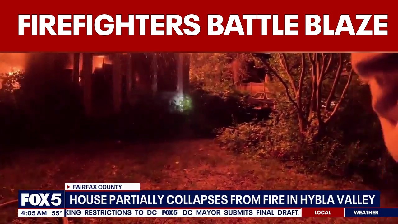 Video shows firefighters battling 2-alarm house fire in Fairfax County