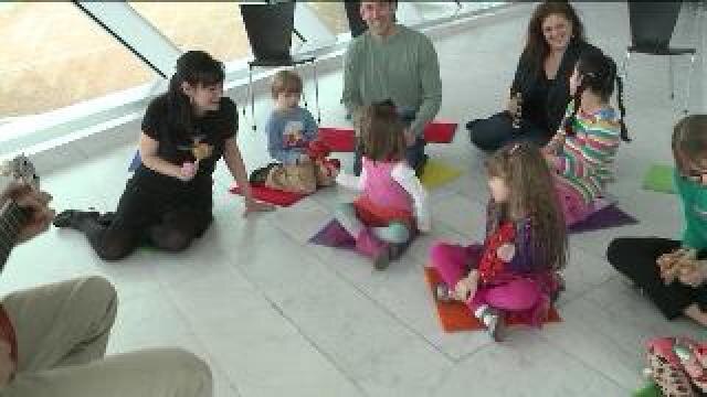 Chip enjoys music at the Milwaukee Art Museum