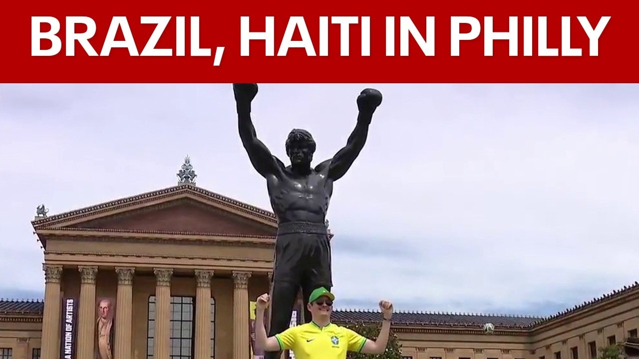 Brazil, Haiti fans congregate at Rocky Statue ahead of FIFA World Cup match