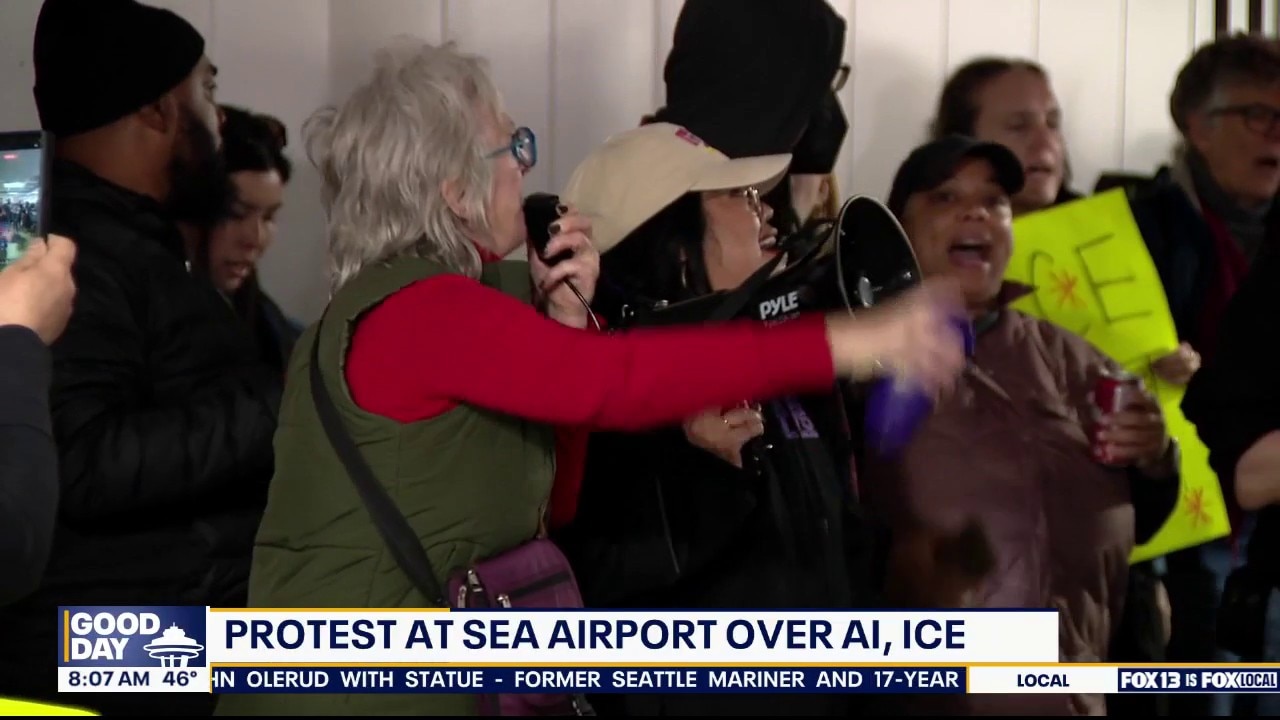 Protests at SeaTac International Airport over AI, ICE