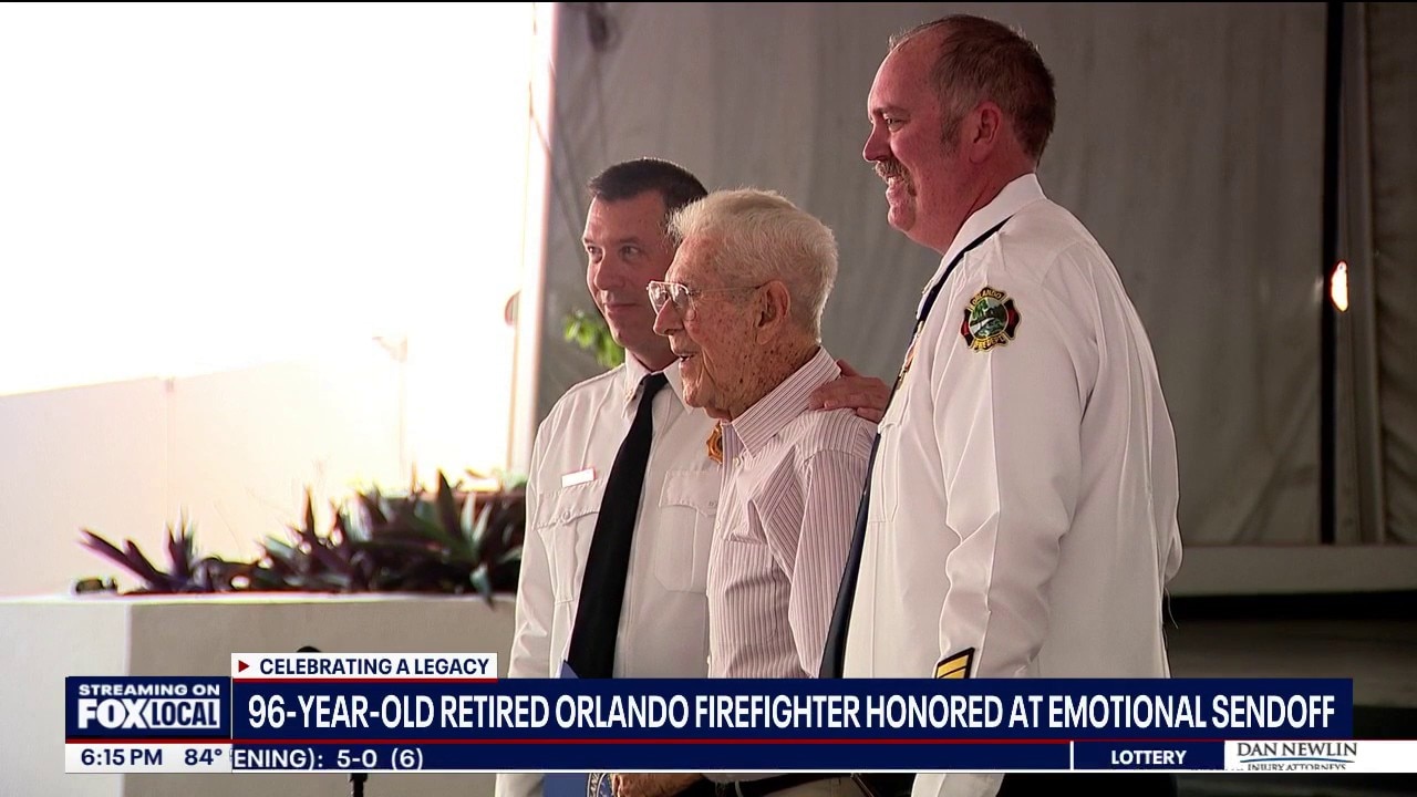 Retired Orlando firefighter, 96, honored at emotional sendoff