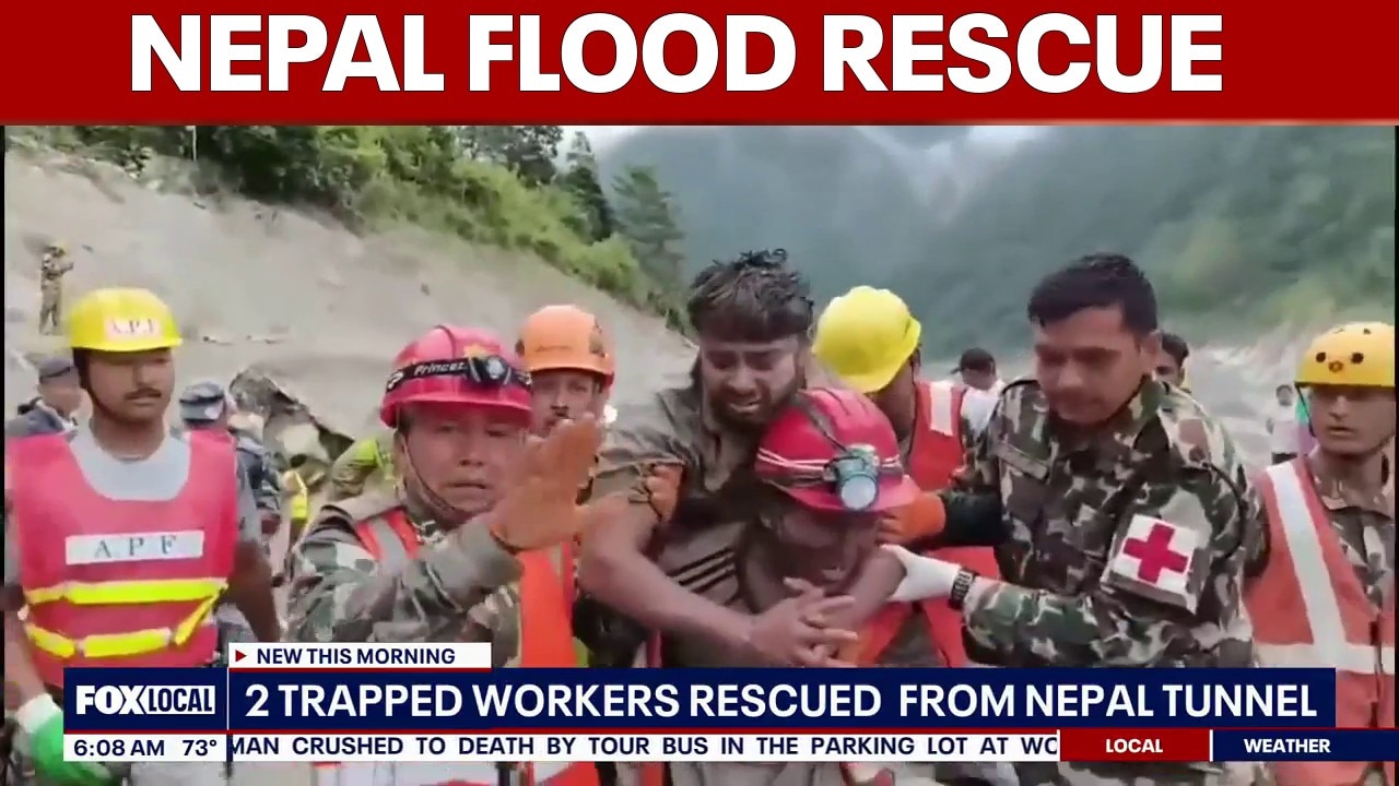 Rescuers pull 2 trapped workers from a tunnel 9 days after Nepal floods | FOX 5 AT 6AM