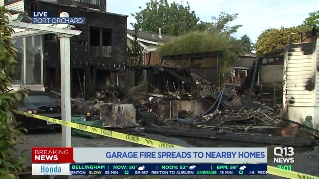 Garage fire spreads to nearby homes in Port Orchard
