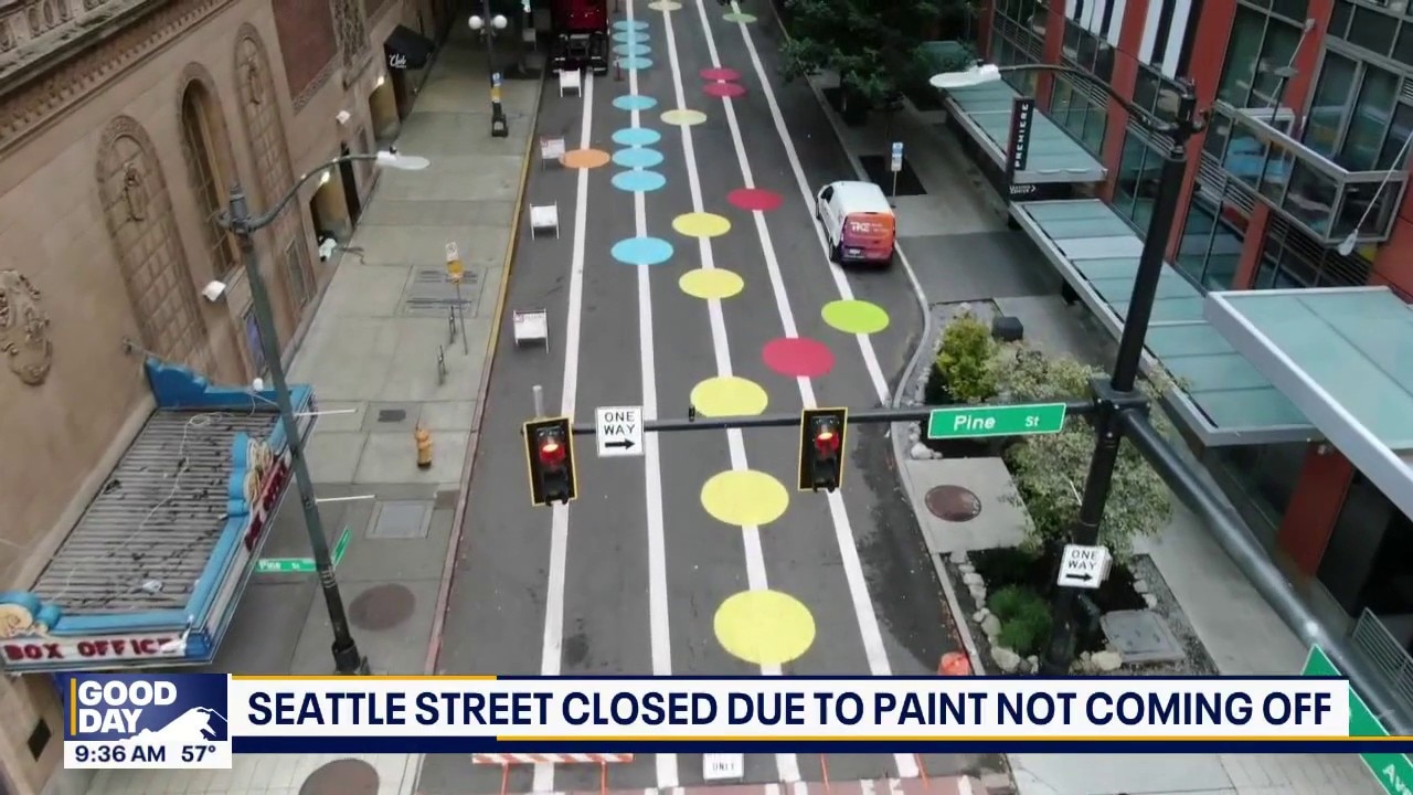 Seattle street closed due to paint not coming off