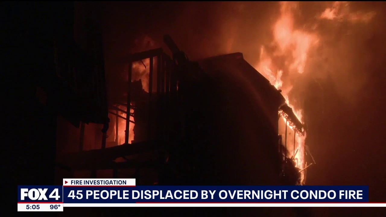 Dozens displaced by overnight Dallas condo fire