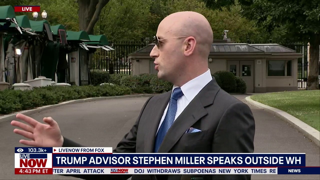 Trump adviser Stephen Miller speaks outside White House