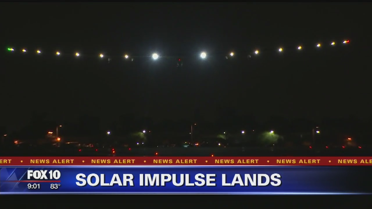 Solar plane lands at Goodyear airport