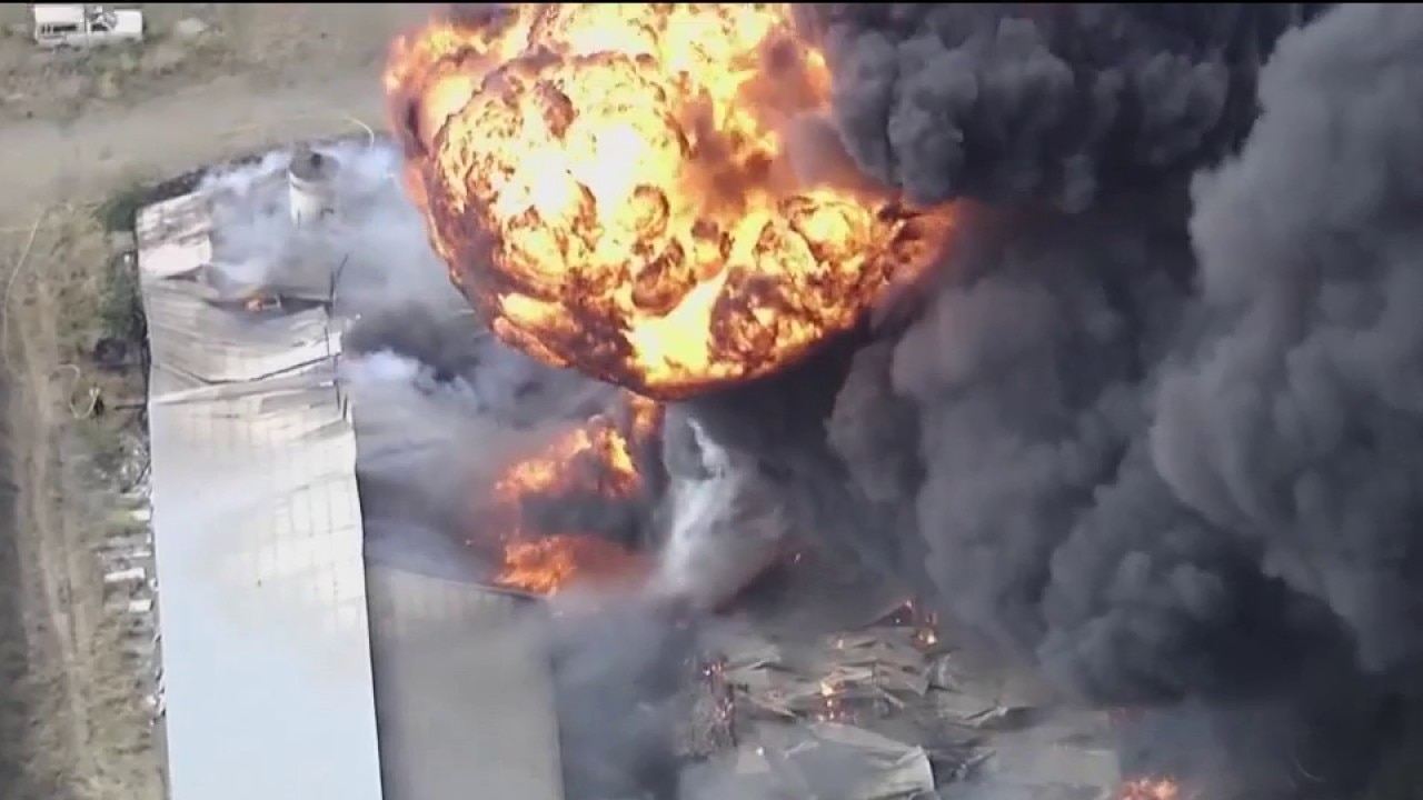 Fireball erupts as massive Livermore fire scorches barns, vegetation