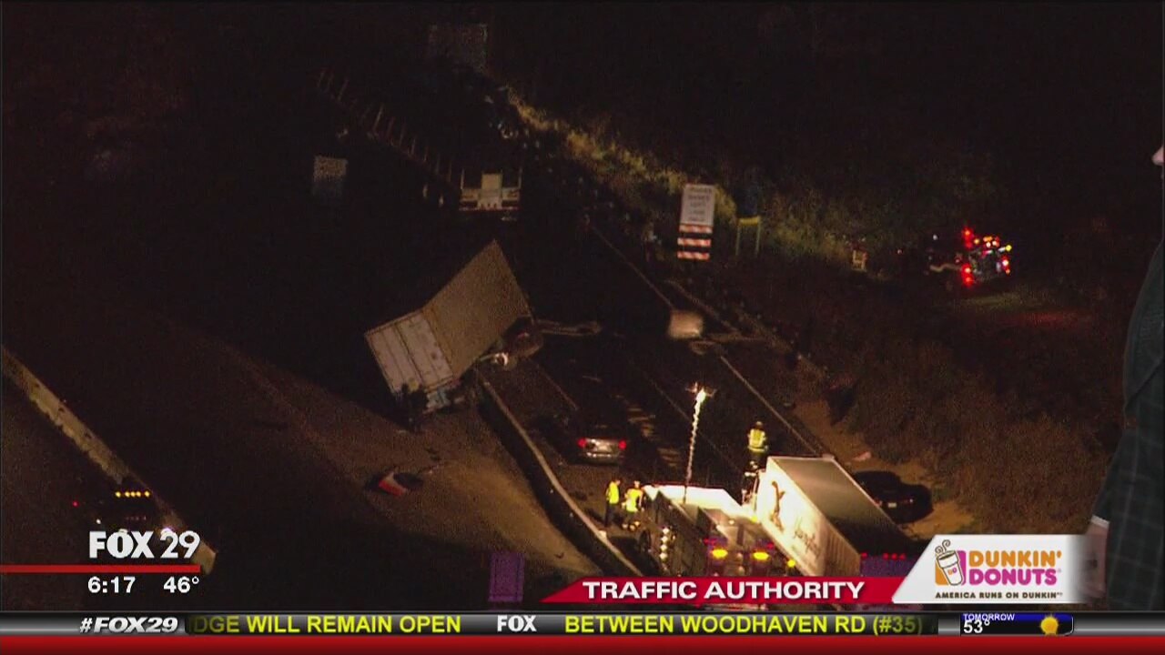 SKYFOX over multi-truck crash that closed NE Ext. NB