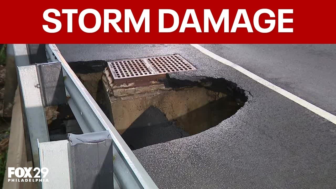 Severe storms cause road to buckle in New Jersey