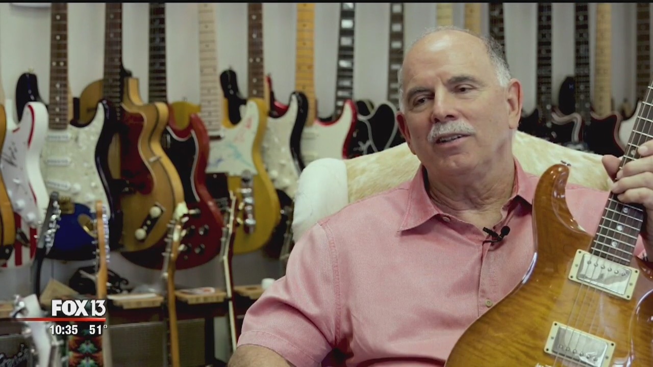Restaurateur shows off guitar collection