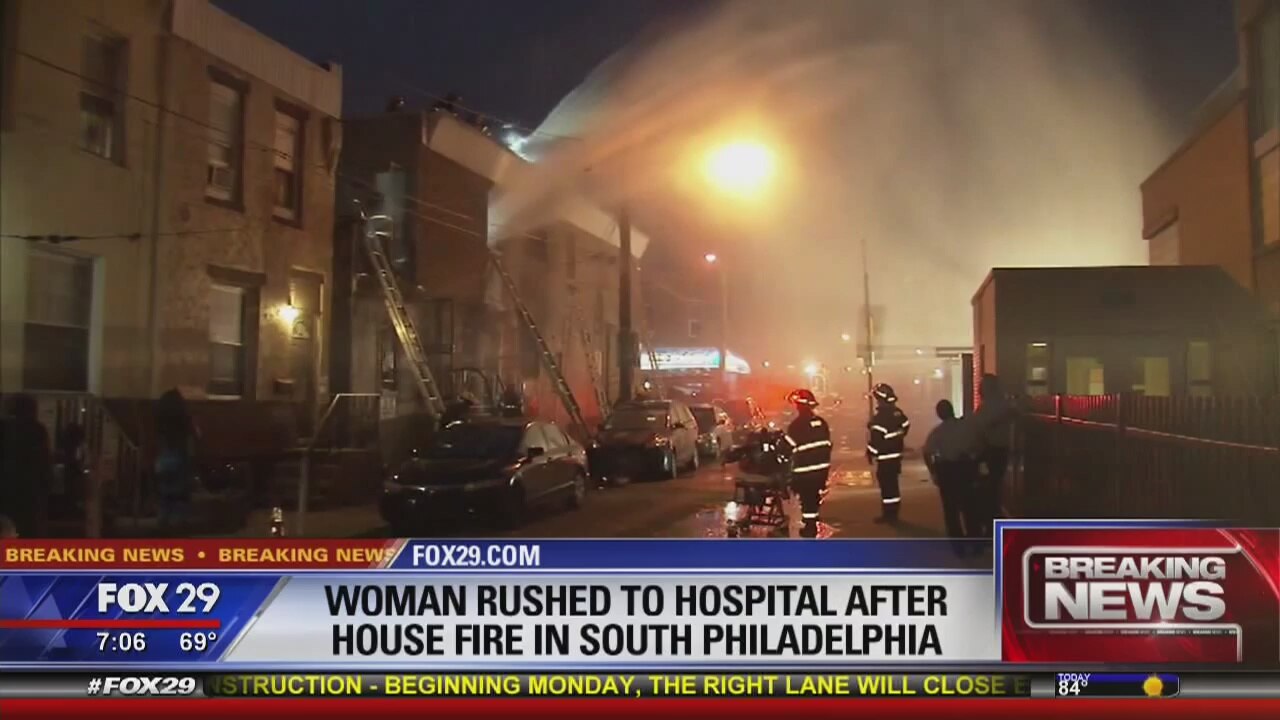 Woman in hospital after house fire in South Philadelphia
