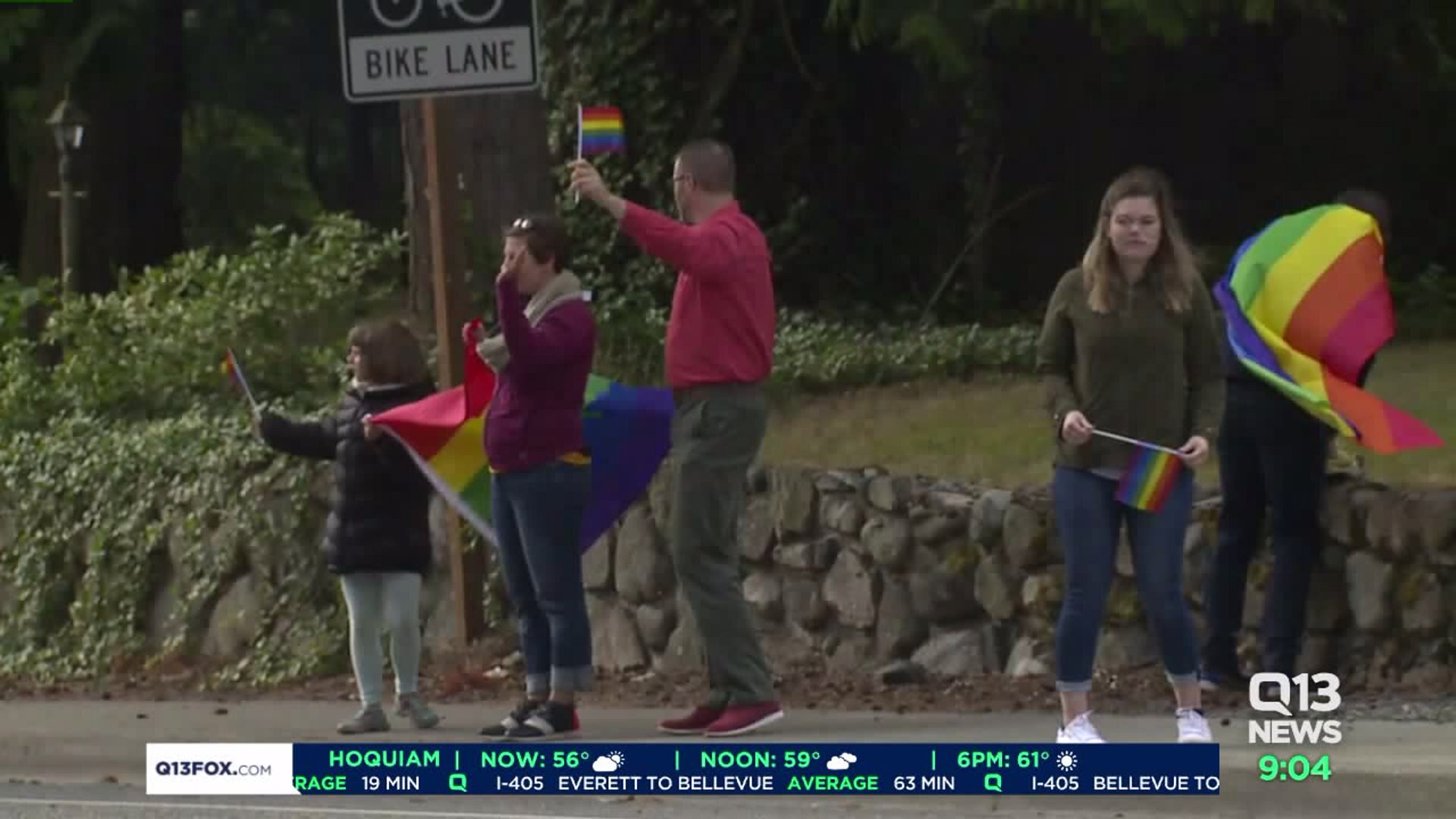 Protesters gather outside Bellingham camp that fired gay counselor